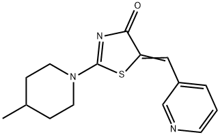 (5Z)-2-(4-methylpiperidin-1-yl)-5-(pyridin-3-ylmethylidene)-1,3-thiazol-4-one 化学構造式