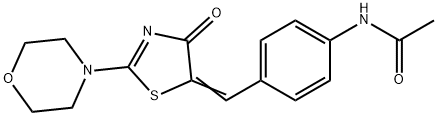 N-[4-[(Z)-(2-morpholin-4-yl-4-oxo-1,3-thiazol-5-ylidene)methyl]phenyl]acetamide 化学構造式