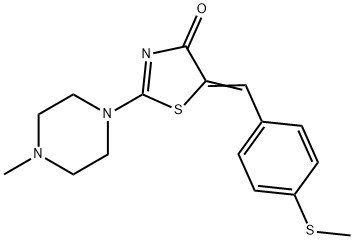 (5Z)-2-(4-methylpiperazin-1-yl)-5-[(4-methylsulfanylphenyl)methylidene]-1,3-thiazol-4-one 化学構造式