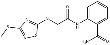 2-[[2-[(3-methylsulfanyl-1,2,4-thiadiazol-5-yl)sulfanyl]acetyl]amino]benzamide Structure