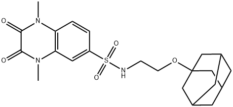 N-[2-(1-adamantyloxy)ethyl]-1,4-dimethyl-2,3-dioxoquinoxaline-6-sulfonamide 化学構造式