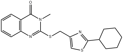 2-[(2-cyclohexyl-1,3-thiazol-4-yl)methylsulfanyl]-3-methylquinazolin-4-one Structure