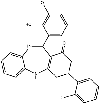 9-(2-chlorophenyl)-6-(2-hydroxy-3-methoxyphenyl)-5,6,8,9,10,11-hexahydrobenzo[b][1,4]benzodiazepin-7-one Structure