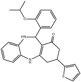 879044-89-0 6-(2-propan-2-yloxyphenyl)-9-thiophen-2-yl-5,6,8,9,10,11-hexahydrobenzo[b][1,4]benzodiazepin-7-one