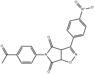 5-(4-acetylphenyl)-3-(4-nitrophenyl)-3a,6a-dihydropyrrolo[3,4-d][1,2]oxazole-4,6-dione 化学構造式