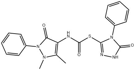 S-[(5-oxo-4-phenyl-1H-1,2,4-triazol-3-yl)] N-(1,5-dimethyl-3-oxo-2-phenylpyrazol-4-yl)carbamothioate Structure