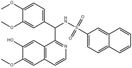 N-[(3,4-dimethoxyphenyl)-(7-hydroxy-6-methoxyisoquinolin-1-yl)methyl]naphthalene-2-sulfonamide,881585-80-4,结构式