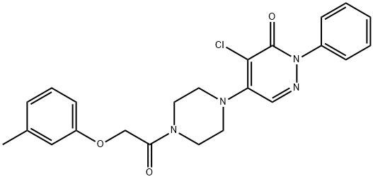 4-chloro-5-[4-[2-(3-methylphenoxy)acetyl]piperazin-1-yl]-2-phenylpyridazin-3-one Struktur