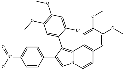 1-(2-bromo-4,5-dimethoxyphenyl)-8,9-dimethoxy-2-(4-nitrophenyl)pyrrolo[2,1-a]isoquinoline 化学構造式