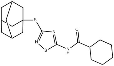 N-[3-(1-adamantylsulfanyl)-1,2,4-thiadiazol-5-yl]cyclohexanecarboxamide 结构式