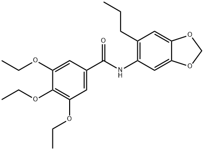 3,4,5-triethoxy-N-(6-propyl-1,3-benzodioxol-5-yl)benzamide 化学構造式