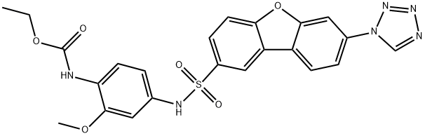 ethyl N-[2-methoxy-4-[[7-(tetrazol-1-yl)dibenzofuran-2-yl]sulfonylamino]phenyl]carbamate Structure