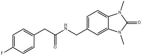 N-[(1,3-dimethyl-2-oxobenzimidazol-5-yl)methyl]-2-(4-fluorophenyl)acetamide 化学構造式