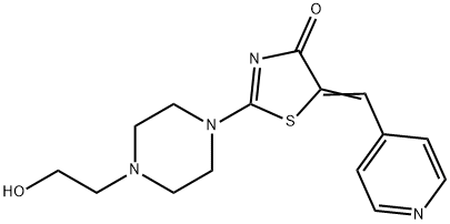 (5Z)-2-[4-(2-hydroxyethyl)piperazin-1-yl]-5-(pyridin-4-ylmethylidene)-1,3-thiazol-4-one Structure