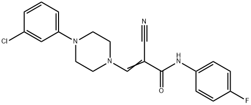(E)-3-[4-(3-chlorophenyl)piperazin-1-yl]-2-cyano-N-(4-fluorophenyl)prop-2-enamide,885182-00-3,结构式