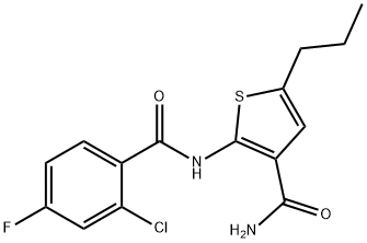 2-[(2-chloro-4-fluorobenzoyl)amino]-5-propylthiophene-3-carboxamide 化学構造式