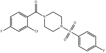 (2-chloro-4-fluorophenyl)-[4-(4-fluorophenyl)sulfonylpiperazin-1-yl]methanone Struktur