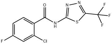 2-chloro-4-fluoro-N-[5-(trifluoromethyl)-1,3,4-thiadiazol-2-yl]benzamide Struktur