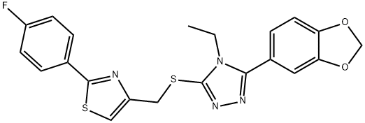 4-[[5-(1,3-benzodioxol-5-yl)-4-ethyl-1,2,4-triazol-3-yl]sulfanylmethyl]-2-(4-fluorophenyl)-1,3-thiazole Structure