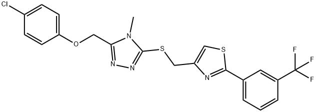 4-[[5-[(4-chlorophenoxy)methyl]-4-methyl-1,2,4-triazol-3-yl]sulfanylmethyl]-2-[3-(trifluoromethyl)phenyl]-1,3-thiazole Structure
