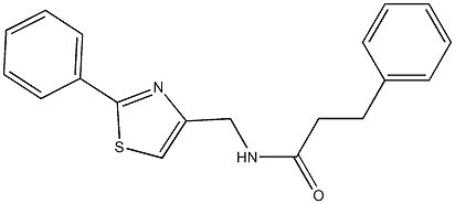 3-phenyl-N-[(2-phenyl-1,3-thiazol-4-yl)methyl]propanamide 化学構造式