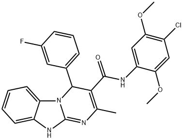 N-(4-chloro-2,5-dimethoxyphenyl)-4-(3-fluorophenyl)-2-methyl-1,4-dihydropyrimido[1,2-a]benzimidazole-3-carboxamide,886685-75-2,结构式