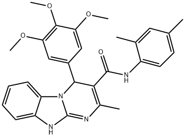 N-(2,4-dimethylphenyl)-2-methyl-4-(3,4,5-trimethoxyphenyl)-1,4-dihydropyrimido[1,2-a]benzimidazole-3-carboxamide Struktur