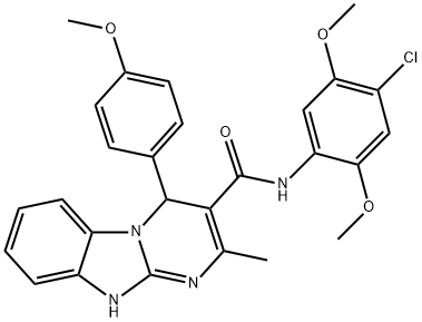 N-(4-chloro-2,5-dimethoxyphenyl)-4-(4-methoxyphenyl)-2-methyl-1,4-dihydropyrimido[1,2-a]benzimidazole-3-carboxamide 化学構造式