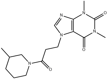 1,3-dimethyl-7-[3-(3-methylpiperidin-1-yl)-3-oxopropyl]purine-2,6-dione 化学構造式