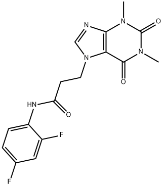 N-(2,4-difluorophenyl)-3-(1,3-dimethyl-2,6-dioxopurin-7-yl)propanamide 化学構造式