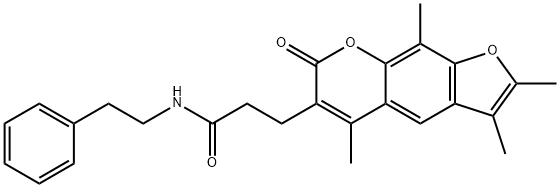 N-(2-phenylethyl)-3-(2,3,5,9-tetramethyl-7-oxofuro[3,2-g]chromen-6-yl)propanamide Struktur