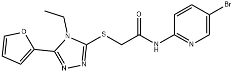 N-(5-bromopyridin-2-yl)-2-[[4-ethyl-5-(furan-2-yl)-1,2,4-triazol-3-yl]sulfanyl]acetamide 结构式