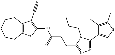 N-(3-cyano-5,6,7,8-tetrahydro-4H-cyclohepta[b]thiophen-2-yl)-2-[[5-(4,5-dimethylthiophen-3-yl)-4-propyl-1,2,4-triazol-3-yl]sulfanyl]acetamide|