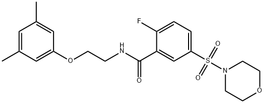 N-[2-(3,5-dimethylphenoxy)ethyl]-2-fluoro-5-morpholin-4-ylsulfonylbenzamide Struktur