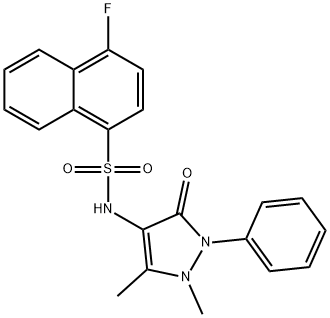 N-(1,5-dimethyl-3-oxo-2-phenylpyrazol-4-yl)-4-fluoronaphthalene-1-sulfonamide 化学構造式