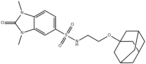 N-[2-(1-adamantyloxy)ethyl]-1,3-dimethyl-2-oxobenzimidazole-5-sulfonamide Struktur