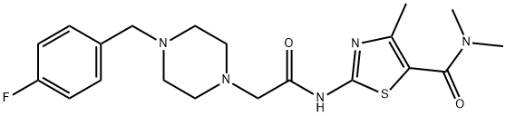 2-[[2-[4-[(4-fluorophenyl)methyl]piperazin-1-yl]acetyl]amino]-N,N,4-trimethyl-1,3-thiazole-5-carboxamide 结构式