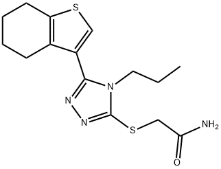 2-[[4-propyl-5-(4,5,6,7-tetrahydro-1-benzothiophen-3-yl)-1,2,4-triazol-3-yl]sulfanyl]acetamide 结构式