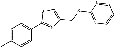 2-(4-methylphenyl)-4-(pyrimidin-2-ylsulfanylmethyl)-1,3-thiazole Struktur