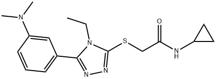 N-cyclopropyl-2-[[5-[3-(dimethylamino)phenyl]-4-ethyl-1,2,4-triazol-3-yl]sulfanyl]acetamide Structure