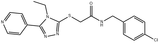 N-[(4-chlorophenyl)methyl]-2-[(4-ethyl-5-pyridin-4-yl-1,2,4-triazol-3-yl)sulfanyl]acetamide|