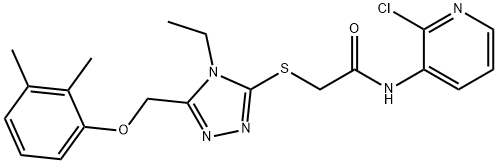 N-(2-chloropyridin-3-yl)-2-[[5-[(2,3-dimethylphenoxy)methyl]-4-ethyl-1,2,4-triazol-3-yl]sulfanyl]acetamide 化学構造式