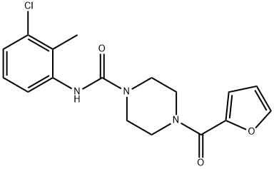 N-(3-chloro-2-methylphenyl)-4-(furan-2-carbonyl)piperazine-1-carboxamide Struktur