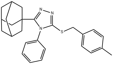 3-(1-adamantyl)-5-[(4-methylphenyl)methylsulfanyl]-4-phenyl-1,2,4-triazole Struktur