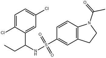 1-acetyl-N-[1-(2,5-dichlorophenyl)propyl]-2,3-dihydroindole-5-sulfonamide 结构式