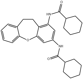 N-[4-(cyclohexanecarbonylamino)-5,6-dihydrobenzo[b][1]benzoxepin-2-yl]cyclohexanecarboxamide Struktur