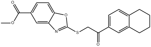 methyl 2-[2-oxo-2-(5,6,7,8-tetrahydronaphthalen-2-yl)ethyl]sulfanyl-1,3-benzoxazole-5-carboxylate Struktur