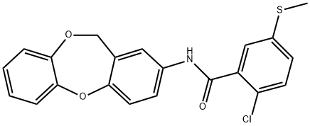 N-(6H-benzo[b][1,4]benzodioxepin-8-yl)-2-chloro-5-methylsulfanylbenzamide Struktur