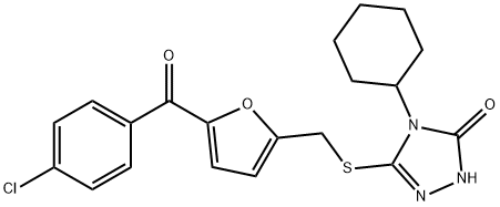 3-[[5-(4-chlorobenzoyl)furan-2-yl]methylsulfanyl]-4-cyclohexyl-1H-1,2,4-triazol-5-one Struktur