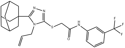 2-[[5-(1-adamantyl)-4-prop-2-enyl-1,2,4-triazol-3-yl]sulfanyl]-N-[3-(trifluoromethyl)phenyl]acetamide Structure